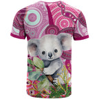 personalised-australia-t-shirt-cute-koala-with-golden-wattle-indigenous-art