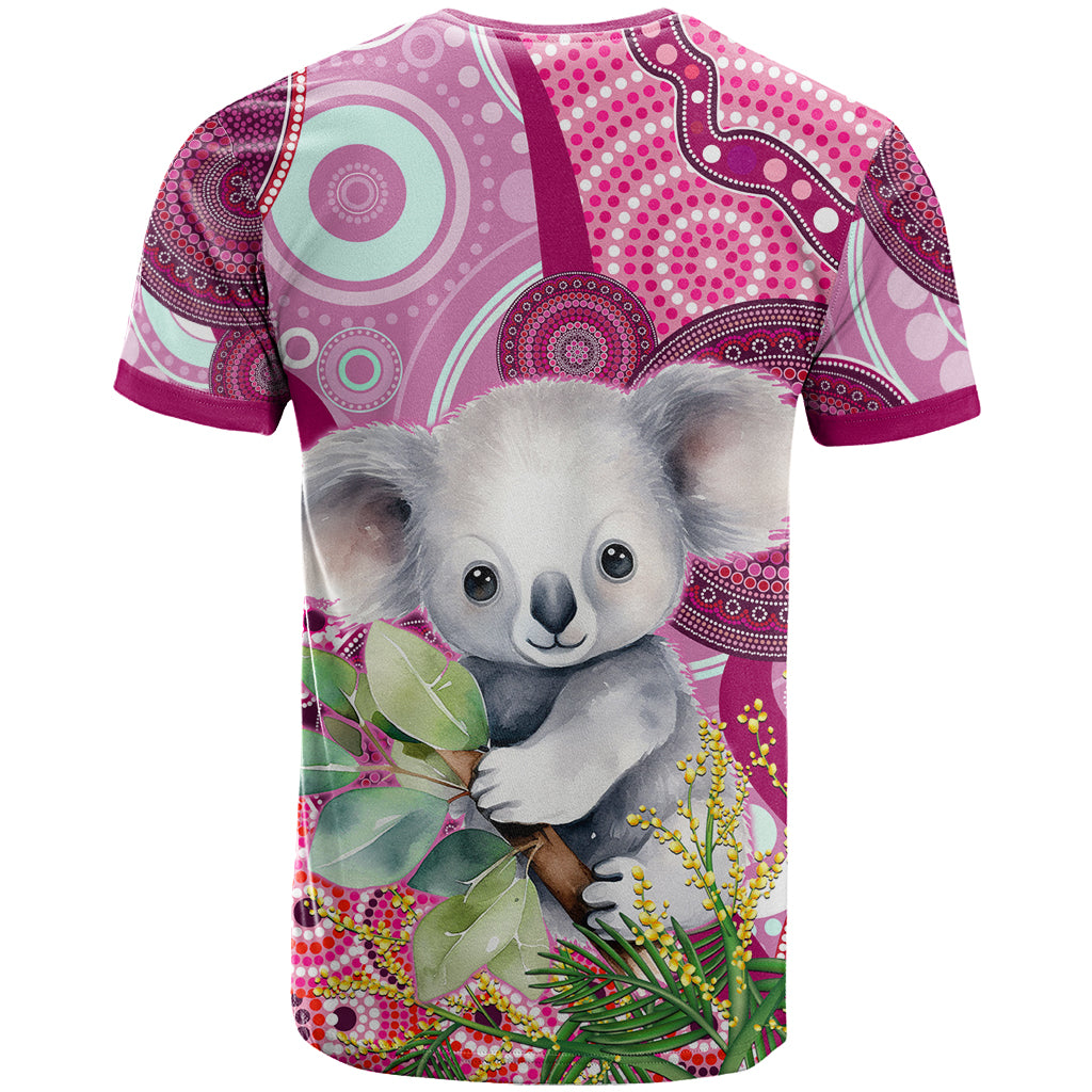 personalised-australia-t-shirt-cute-koala-with-golden-wattle-indigenous-art