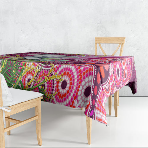 personalised-australia-tablecloth-cute-koala-with-golden-wattle-indigenous-art