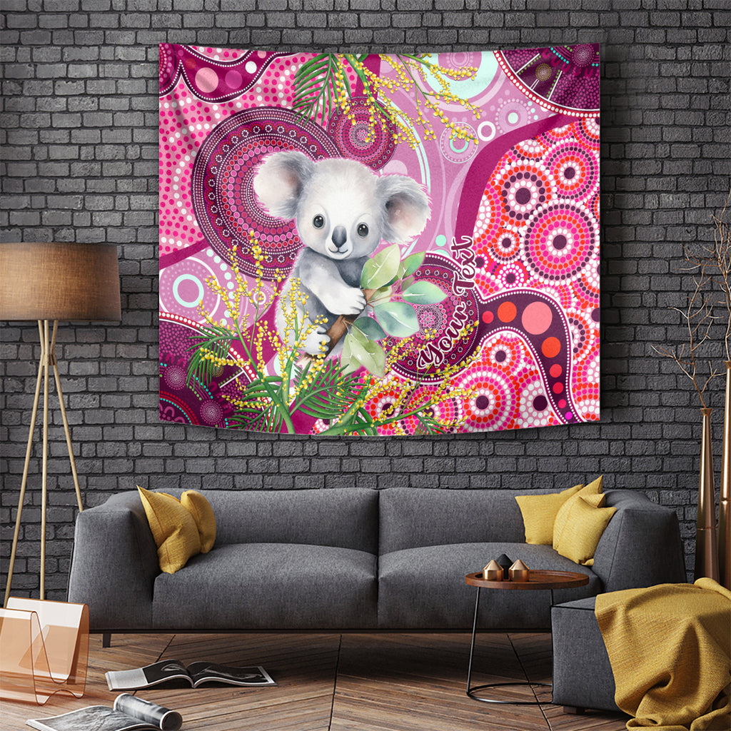 personalised-australia-tapestry-cute-koala-with-golden-wattle-indigenous-art