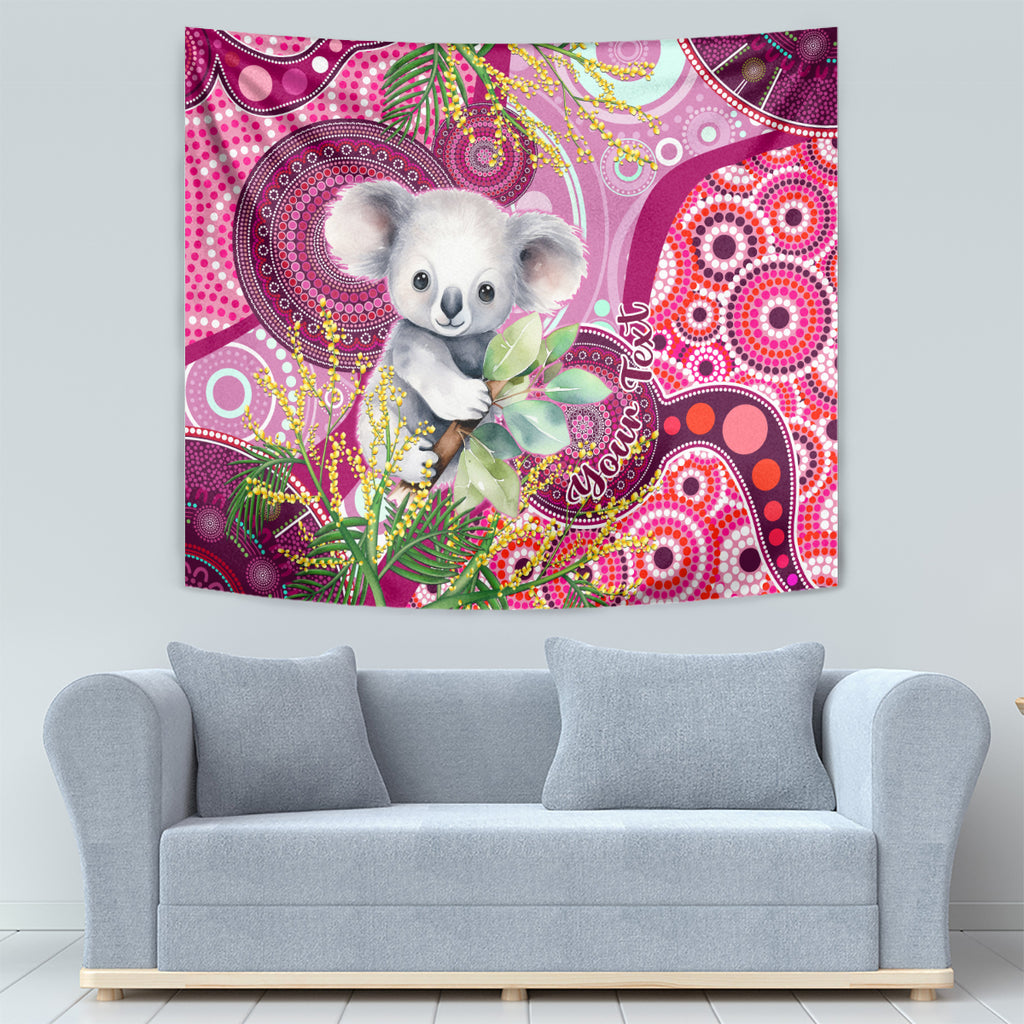 personalised-australia-tapestry-cute-koala-with-golden-wattle-indigenous-art