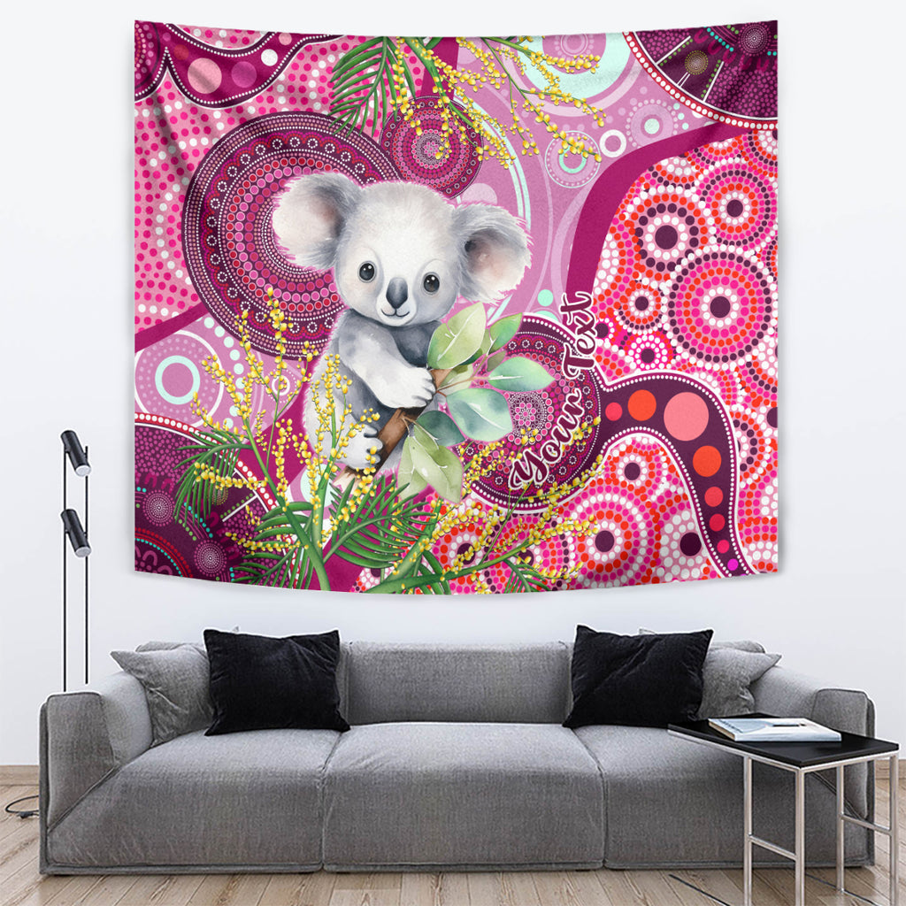 personalised-australia-tapestry-cute-koala-with-golden-wattle-indigenous-art