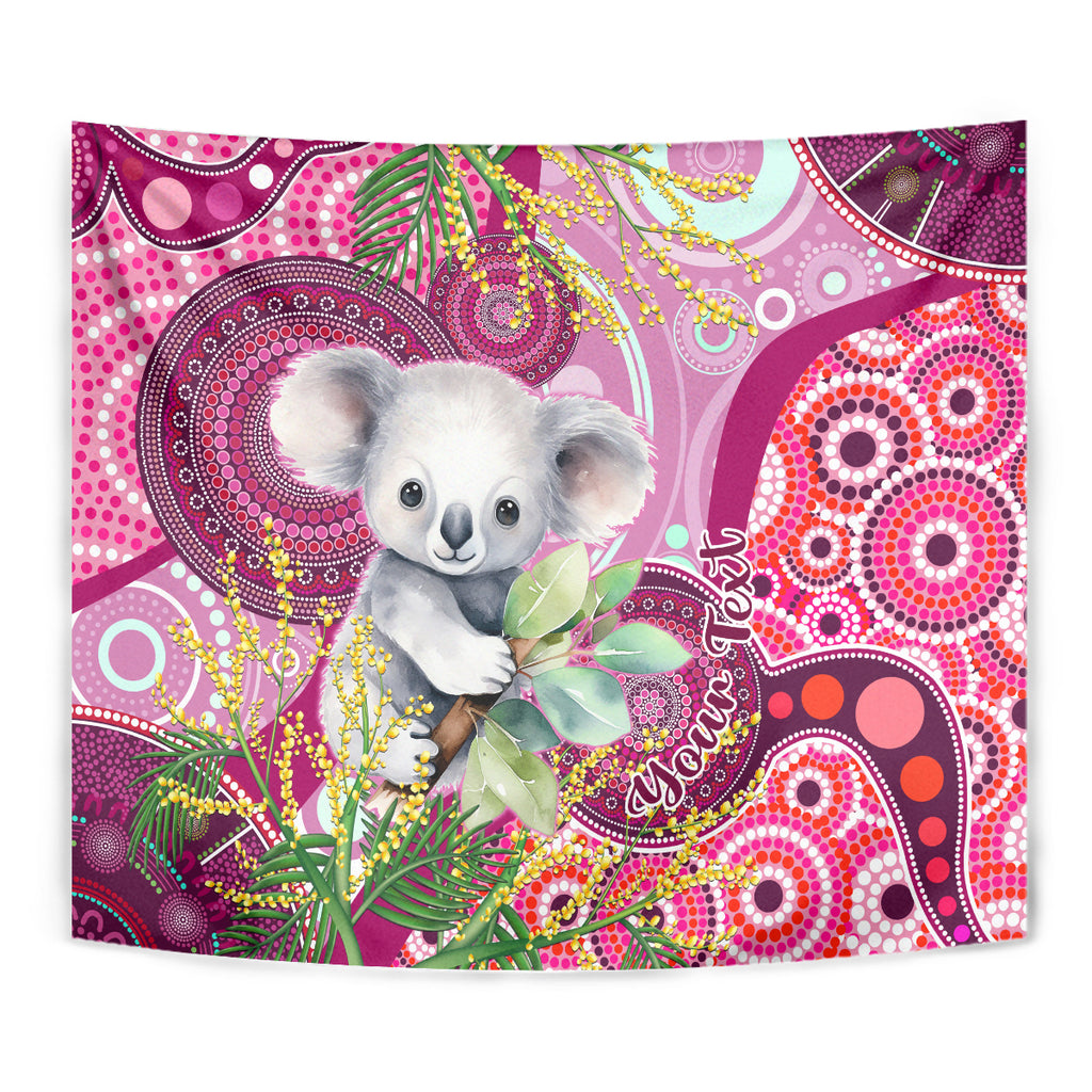 personalised-australia-tapestry-cute-koala-with-golden-wattle-indigenous-art