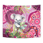 personalised-australia-tapestry-cute-koala-with-golden-wattle-indigenous-art