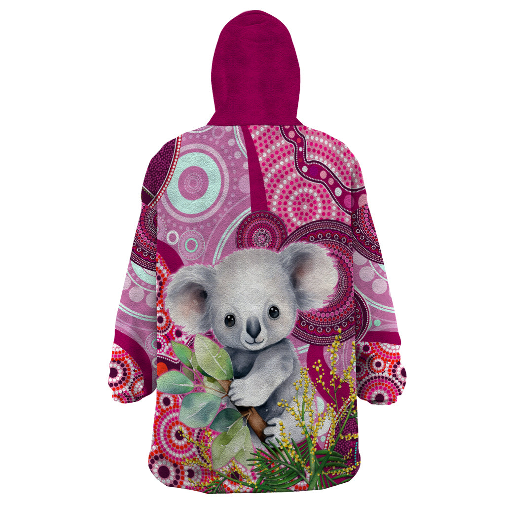 personalised-australia-wearable-blanket-hoodie-cute-koala-with-golden-wattle-indigenous-art