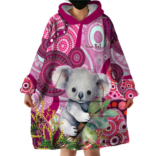 personalised-australia-wearable-blanket-hoodie-cute-koala-with-golden-wattle-indigenous-art