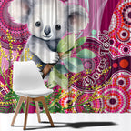 personalised-australia-window-curtain-cute-koala-with-golden-wattle-indigenous-art