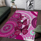 australia-breast-cancer-area-rug-indigenous-butterfly-no-one-fights-alone