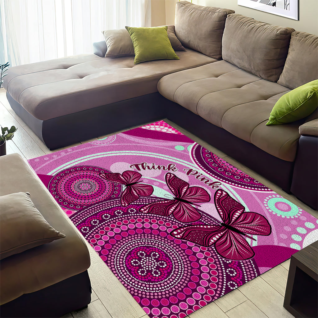 australia-breast-cancer-area-rug-indigenous-butterfly-no-one-fights-alone
