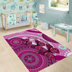 australia-breast-cancer-area-rug-indigenous-butterfly-no-one-fights-alone