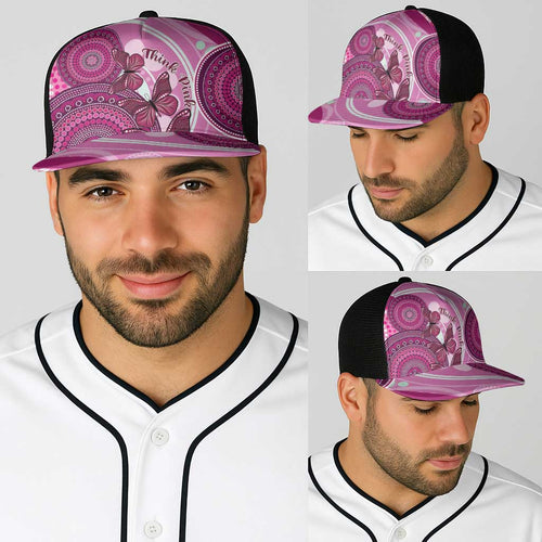 Australia Breast Cancer Baseball Net Cap Indigenous Butterfly No One Fights Alone - Aussie Hoodie