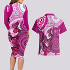 australia-breast-cancer-couples-matching-long-sleeve-bodycon-dress-and-hawaiian-shirt-indigenous-butterfly-no-one-fights-alone