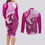 australia-breast-cancer-couples-matching-long-sleeve-bodycon-dress-and-long-sleeve-button-shirts-indigenous-butterfly-no-one-fights-alone
