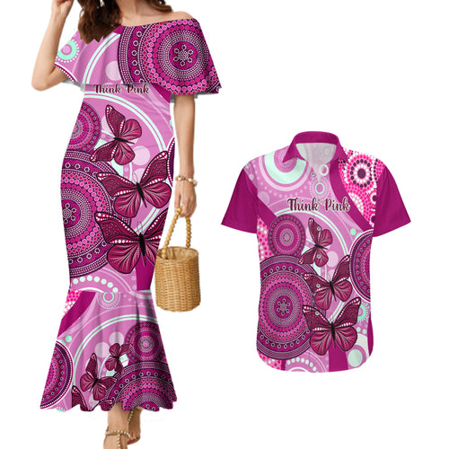 australia-breast-cancer-couples-matching-mermaid-dress-and-hawaiian-shirt-indigenous-butterfly-no-one-fights-alone