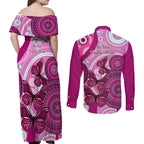 australia-breast-cancer-couples-matching-off-shoulder-maxi-dress-and-long-sleeve-button-shirts-indigenous-butterfly-no-one-fights-alone