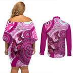 australia-breast-cancer-couples-matching-off-shoulder-short-dress-and-long-sleeve-button-shirts-indigenous-butterfly-no-one-fights-alone