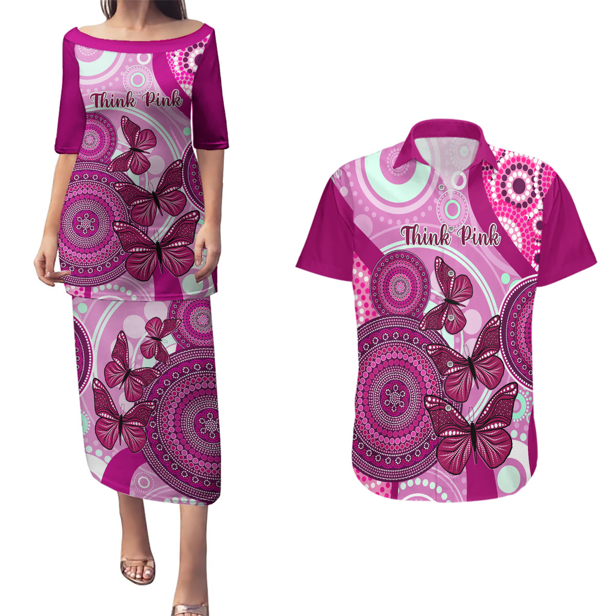 australia-breast-cancer-couples-matching-puletasi-dress-and-hawaiian-shirt-indigenous-butterfly-no-one-fights-alone