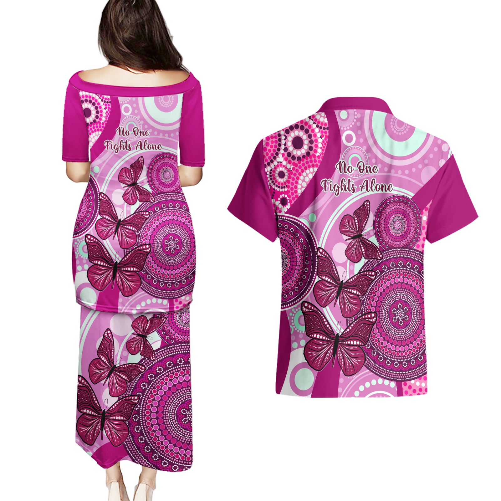 australia-breast-cancer-couples-matching-puletasi-dress-and-hawaiian-shirt-indigenous-butterfly-no-one-fights-alone