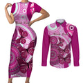 australia-breast-cancer-couples-matching-short-sleeve-bodycon-dress-and-long-sleeve-button-shirts-indigenous-butterfly-no-one-fights-alone