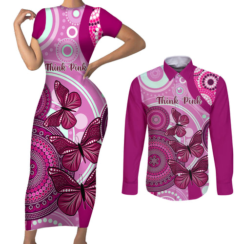 australia-breast-cancer-couples-matching-short-sleeve-bodycon-dress-and-long-sleeve-button-shirts-indigenous-butterfly-no-one-fights-alone