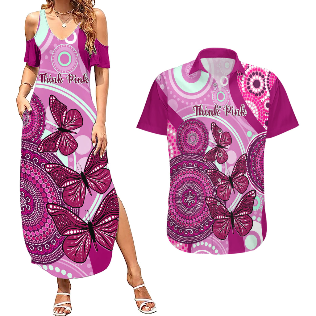 australia-breast-cancer-couples-matching-summer-maxi-dress-and-hawaiian-shirt-indigenous-butterfly-no-one-fights-alone