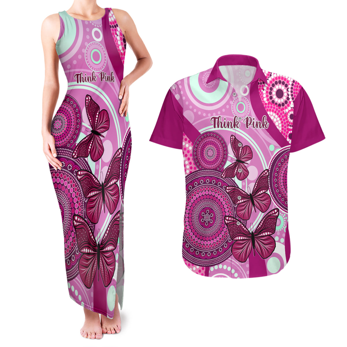 australia-breast-cancer-couples-matching-tank-maxi-dress-and-hawaiian-shirt-indigenous-butterfly-no-one-fights-alone