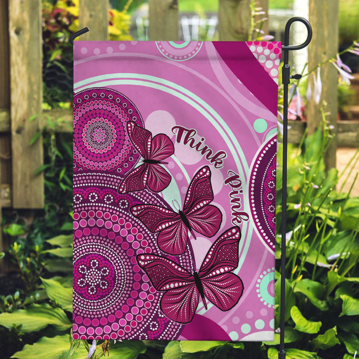 australia-breast-cancer-garden-flag-indigenous-butterfly-no-one-fights-alone
