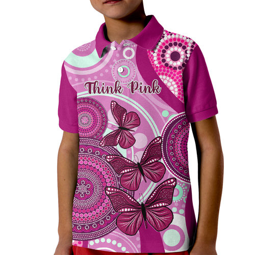 australia-breast-cancer-kid-polo-shirt-indigenous-butterfly-no-one-fights-alone