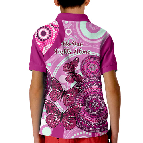 australia-breast-cancer-kid-polo-shirt-indigenous-butterfly-no-one-fights-alone