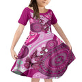 australia-breast-cancer-kid-short-sleeve-dress-indigenous-butterfly-no-one-fights-alone