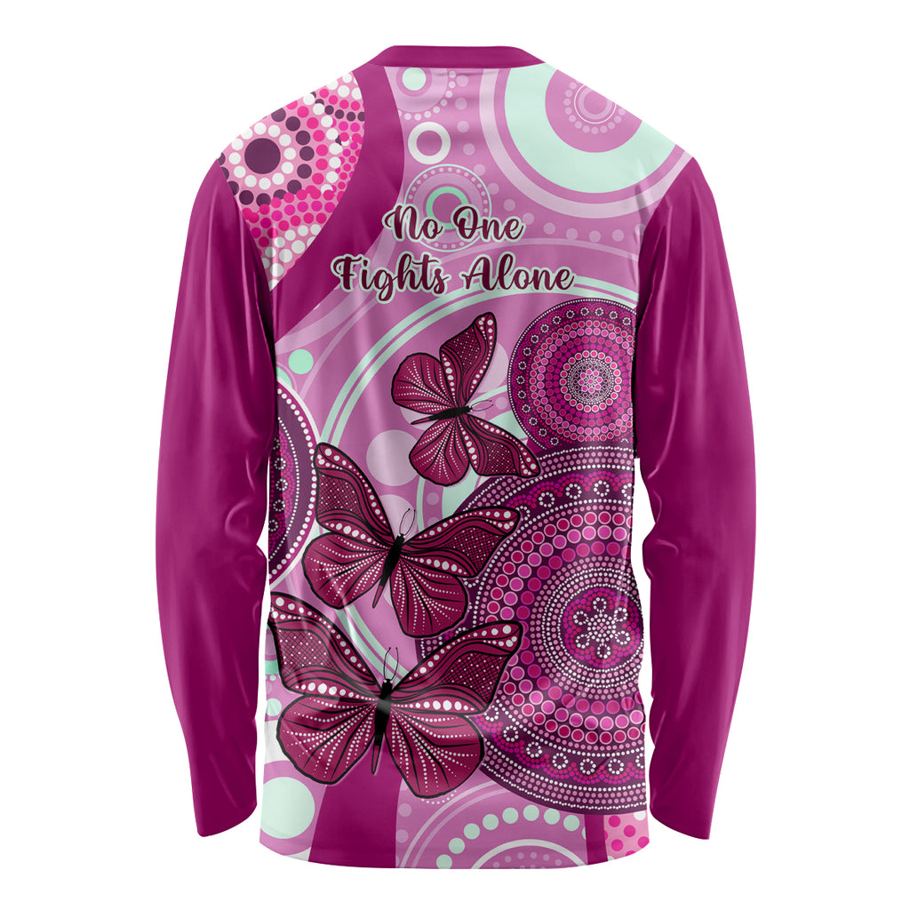 australia-breast-cancer-long-sleeve-shirt-indigenous-butterfly-no-one-fights-alone