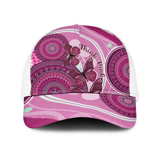 Australia Breast Cancer Mesh Trucker Cap Indigenous Butterfly No One Fights Alone - Aussie Hoodie