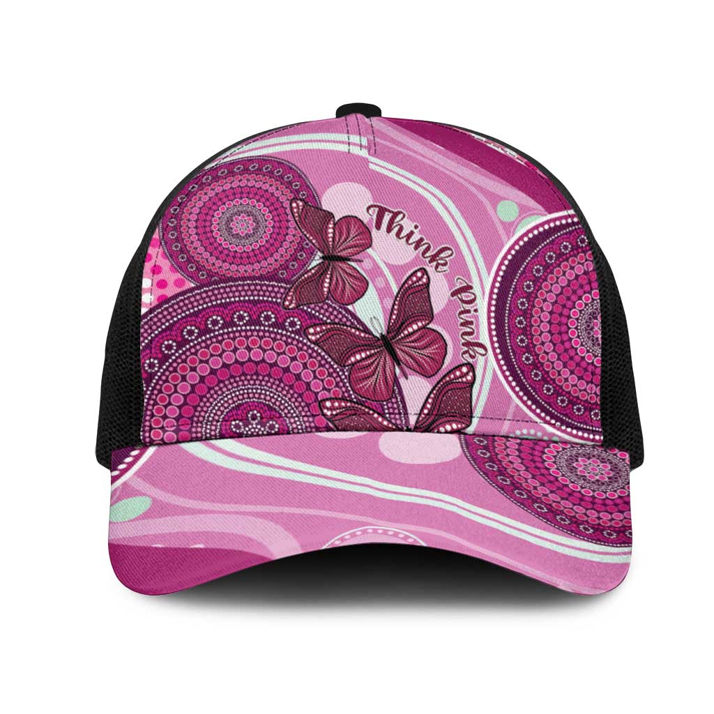 Australia Breast Cancer Mesh Trucker Cap Indigenous Butterfly No One Fights Alone - Aussie Hoodie