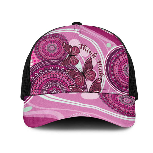 Australia Breast Cancer Mesh Trucker Cap Indigenous Butterfly No One Fights Alone - Aussie Hoodie