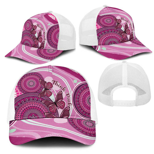 Australia Breast Cancer Mesh Trucker Cap Indigenous Butterfly No One Fights Alone - Aussie Hoodie