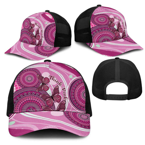 Australia Breast Cancer Mesh Trucker Cap Indigenous Butterfly No One Fights Alone - Aussie Hoodie
