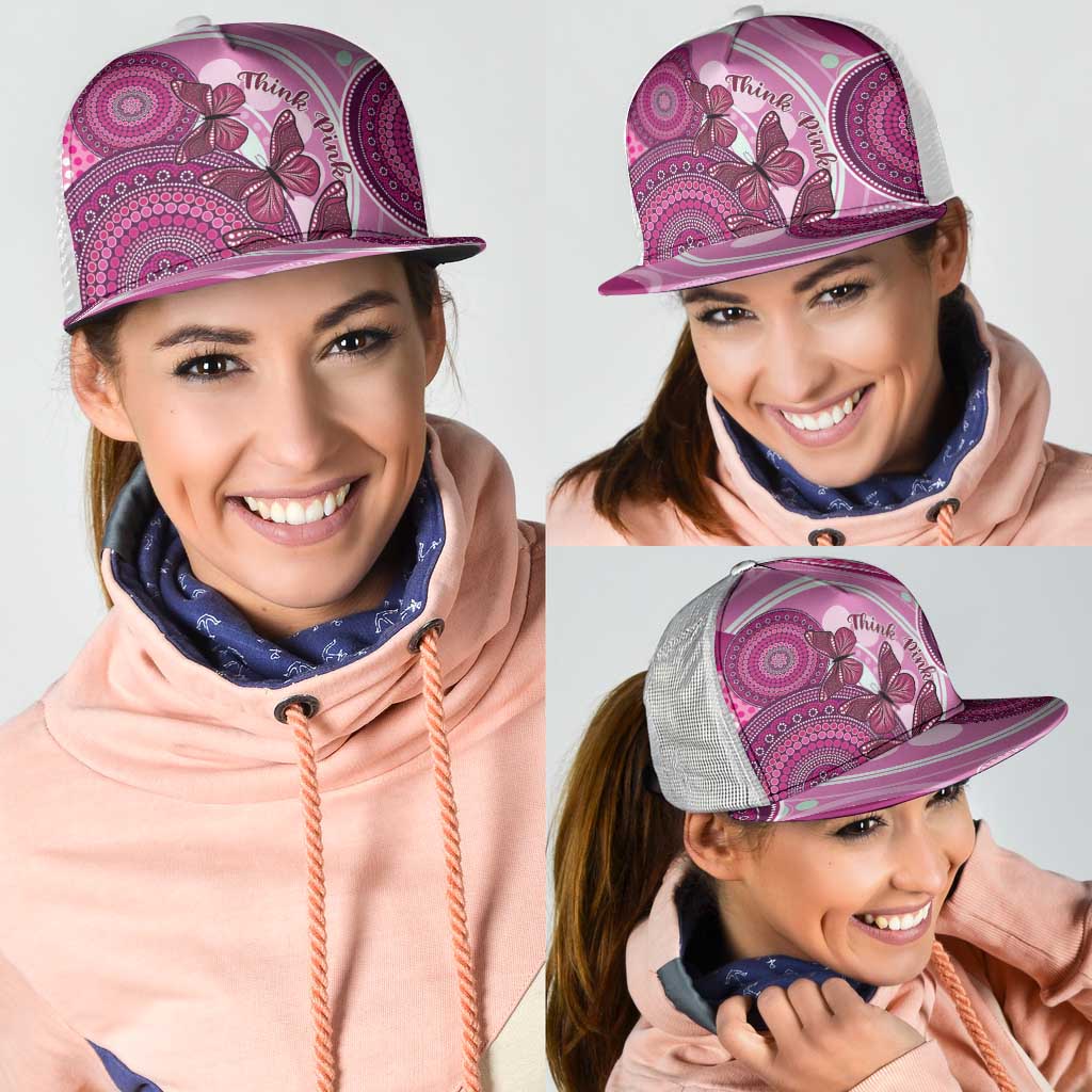 Australia Breast Cancer Mesh Trucker Cap Indigenous Butterfly No One Fights Alone - Aussie Hoodie