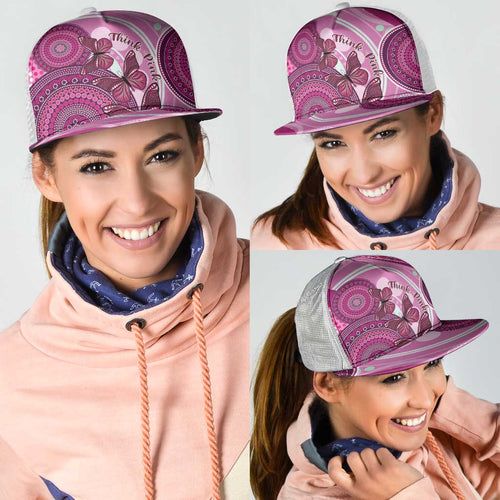 Australia Breast Cancer Mesh Trucker Cap Indigenous Butterfly No One Fights Alone - Aussie Hoodie