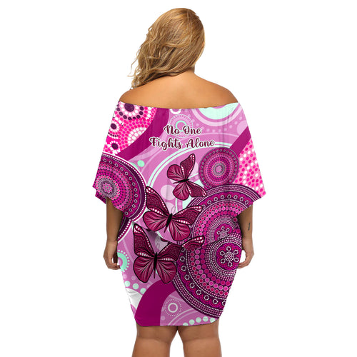 australia-breast-cancer-off-shoulder-short-dress-indigenous-butterfly-no-one-fights-alone