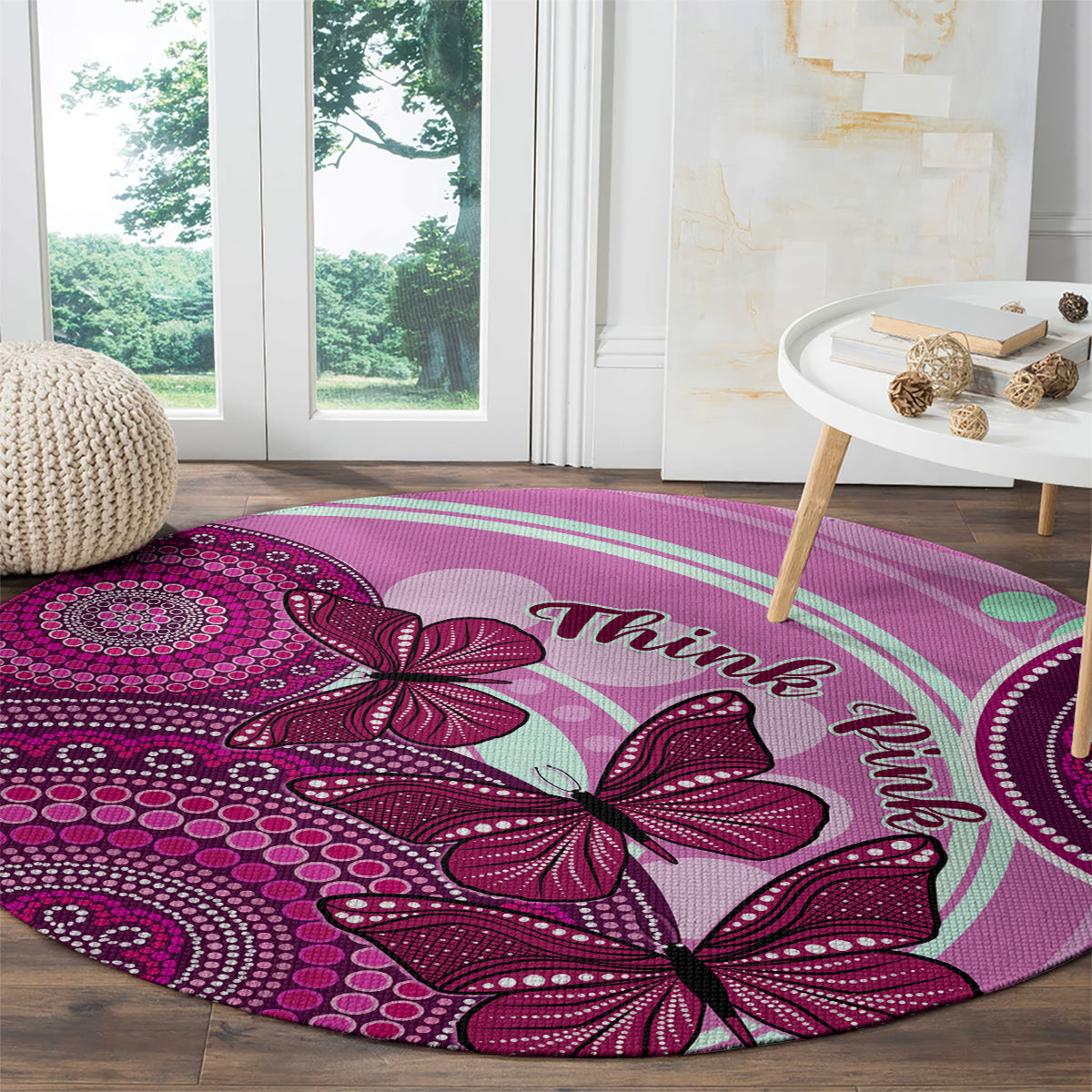australia-breast-cancer-round-carpet-indigenous-butterfly-no-one-fights-alone