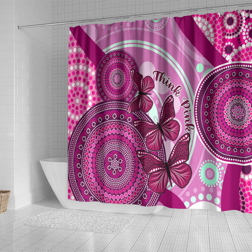 australia-breast-cancer-shower-curtain-indigenous-butterfly-no-one-fights-alone