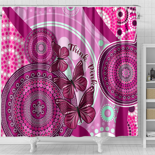 australia-breast-cancer-shower-curtain-indigenous-butterfly-no-one-fights-alone