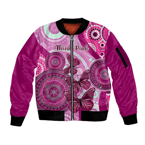australia-breast-cancer-sleeve-zip-bomber-jacket-indigenous-butterfly-no-one-fights-alone