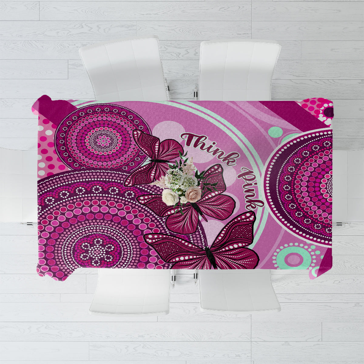 australia-breast-cancer-tablecloth-indigenous-butterfly-no-one-fights-alone