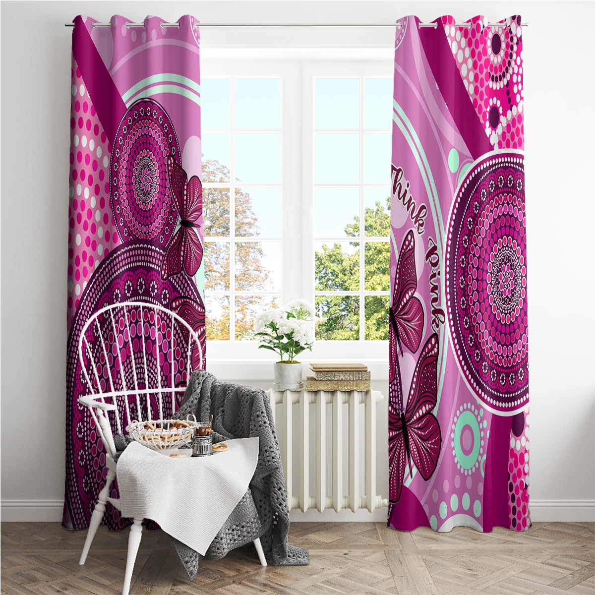 australia-breast-cancer-window-curtain-indigenous-butterfly-no-one-fights-alone