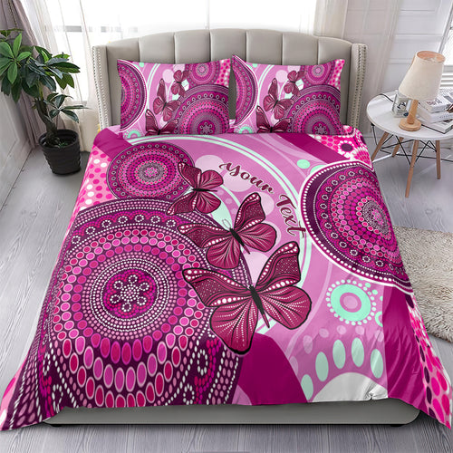 personalised-australia-breast-cancer-bedding-set-indigenous-butterfly-no-one-fights-alone