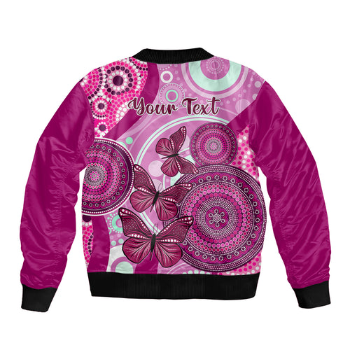 personalised-australia-breast-cancer-bomber-jacket-indigenous-butterfly-no-one-fights-alone