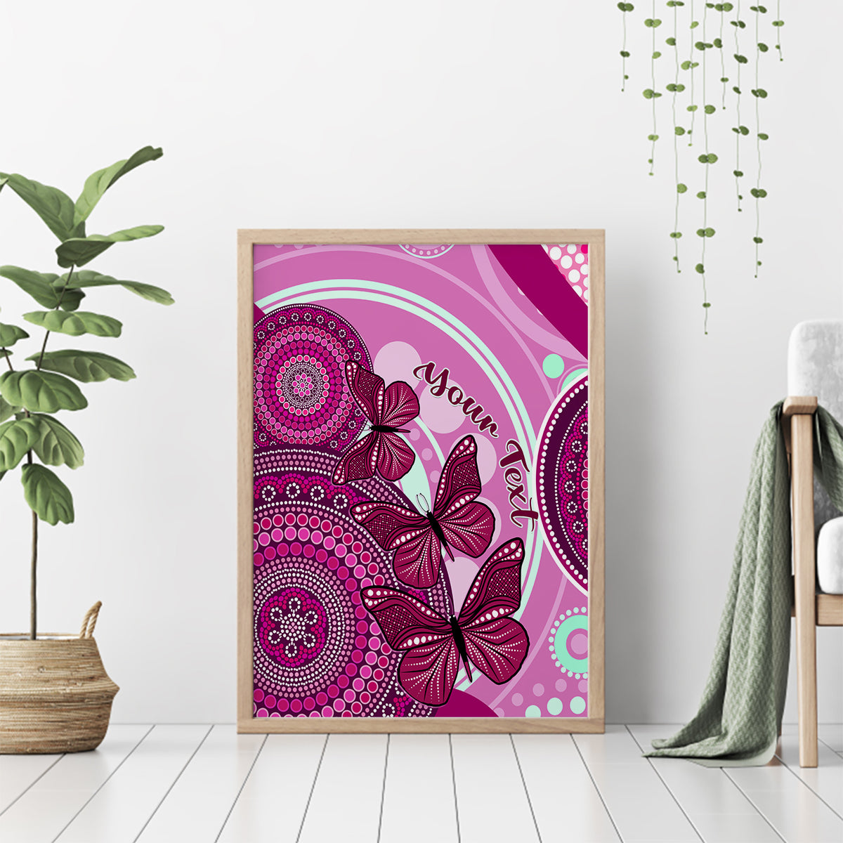 personalised-australia-breast-cancer-canvas-wall-art-indigenous-butterfly-no-one-fights-alone