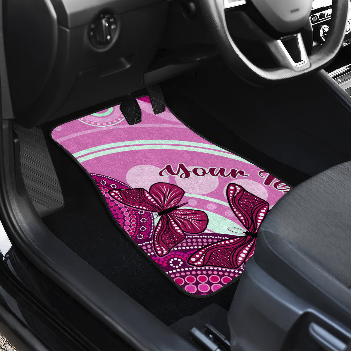 personalised-australia-breast-cancer-car-mats-indigenous-butterfly-no-one-fights-alone