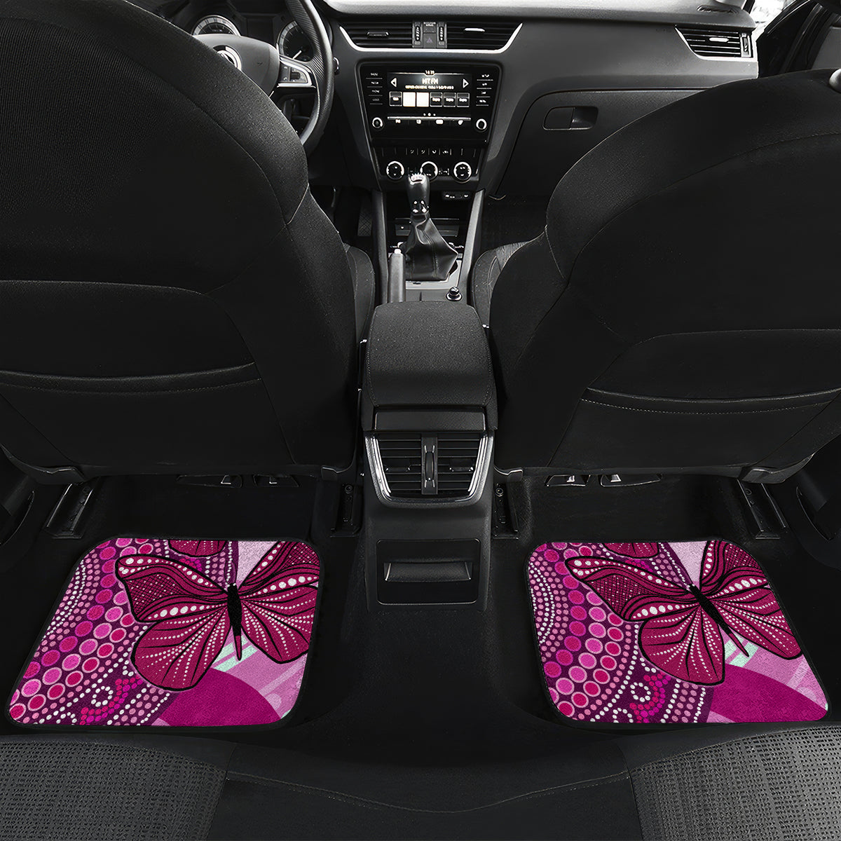 personalised-australia-breast-cancer-car-mats-indigenous-butterfly-no-one-fights-alone